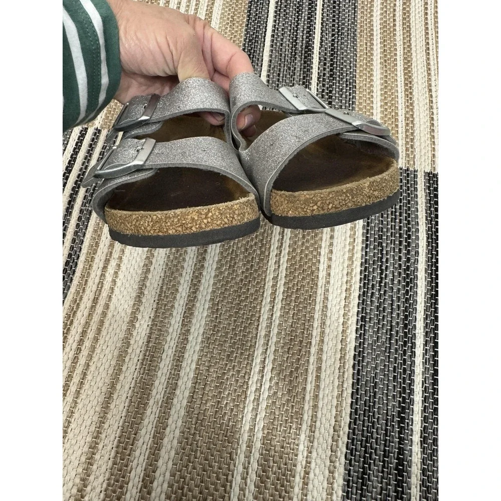 Birkenstock Arizona Sandals Kid's Size 3 EU 33 Silver Glitter Slide Buckle